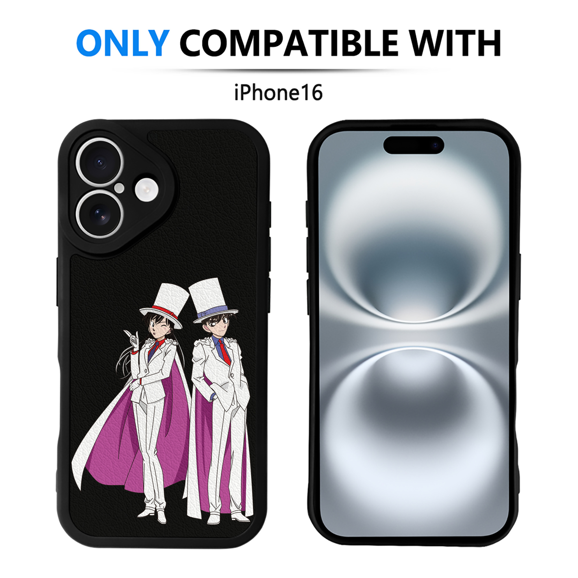 （画像用） 名探偵コナン くろば かいと Detective Conan Kuroba Kaito 【iPhone 16シリーズ対応】シリコンスマホケース（レザー調） 材質：シリコン